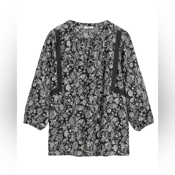 NWOT, Penningtons, Plus Size 2X Blouse With Split Mandarin Collar, Gray - Picture 6 of 11